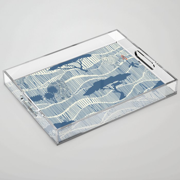 Wildlife Safari Savannah blue Acrylic Tray Gallery Image 1