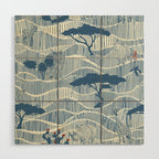 Wildlife Safari Savannah blue Wood Wall Art Gallery Image 1