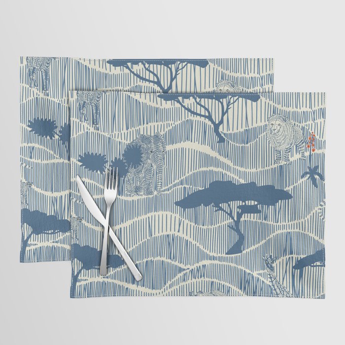 Wildlife Safari Savannah blue Placemat Gallery Image 1
