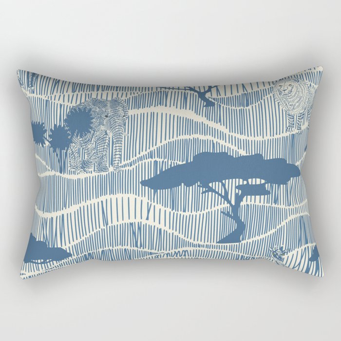 Wildlife Safari Savannah blue Rectangular Pillow Gallery Image 1