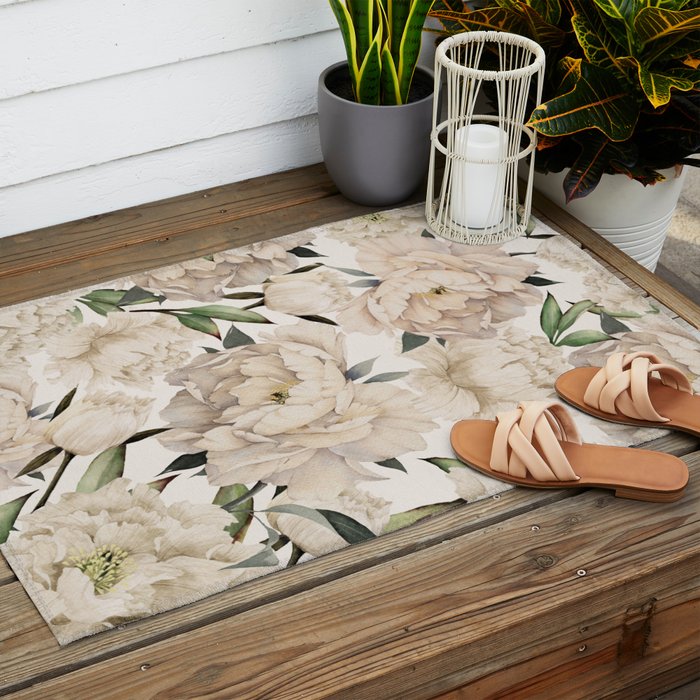 Peonies Pattern Outdoor Rug Gallery Image 2