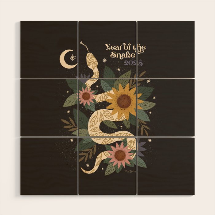 Year of the Snake 2025 - Black Wood Wall Art Gallery Image 1