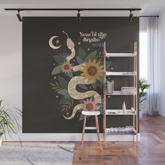 Year of the Snake 2025 - Black Wall Mural Gallery Image 1