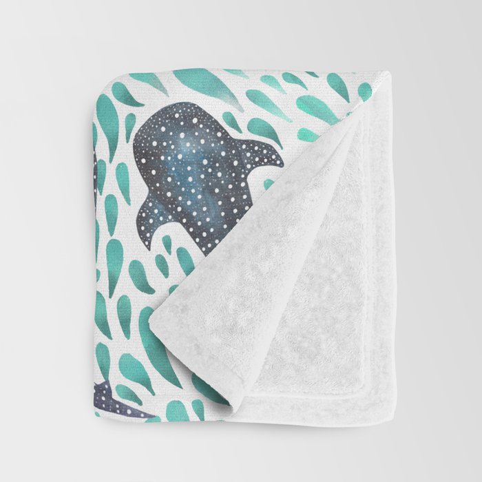 Whale Shark Pod Voyage Ocean Print Throw Blanket Gallery Image 3