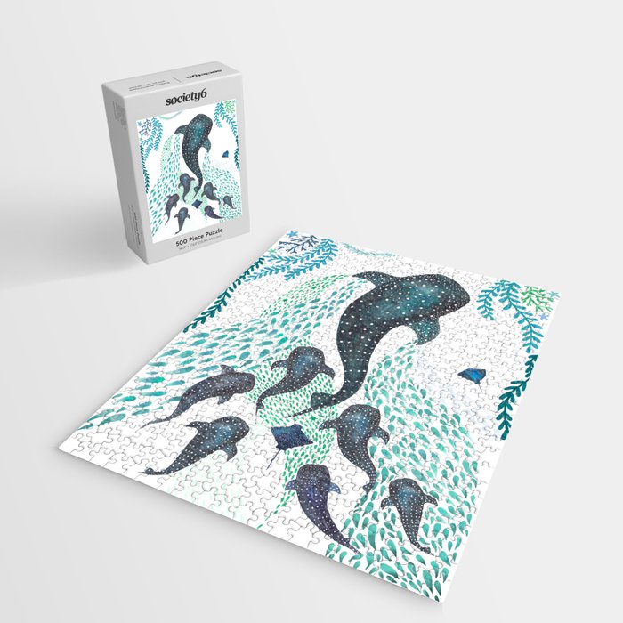 Whale Shark Pod Voyage Ocean Print Jigsaw Puzzle Gallery Image 2