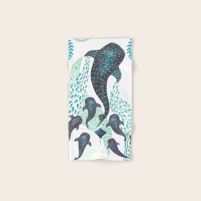 Whale Shark Pod Voyage Ocean Print Bath Towel Gallery Image 1