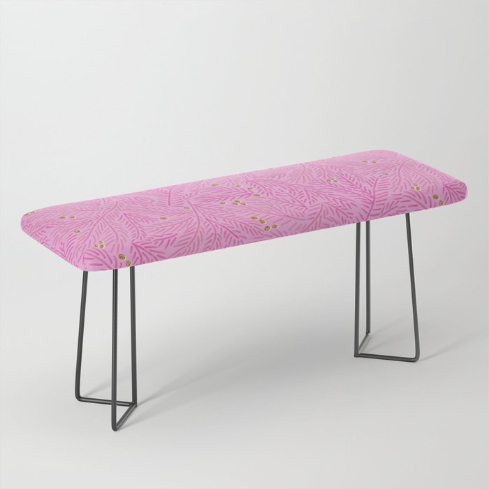 Winter Berries & Pine Branches in Pink & Gold Bench Gallery Image 1