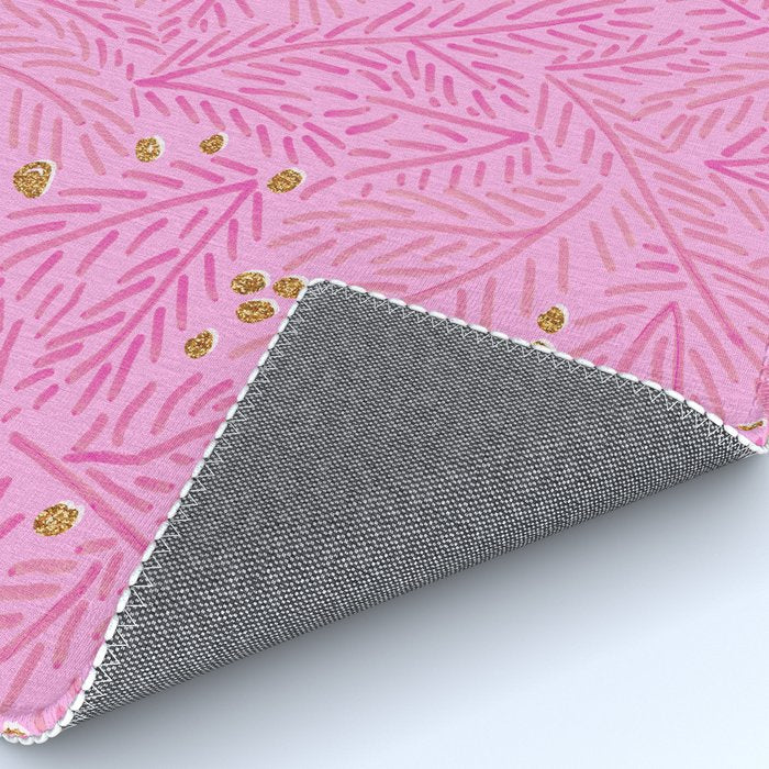 Winter Berries & Pine Branches in Pink & Gold Rug Gallery Image 4