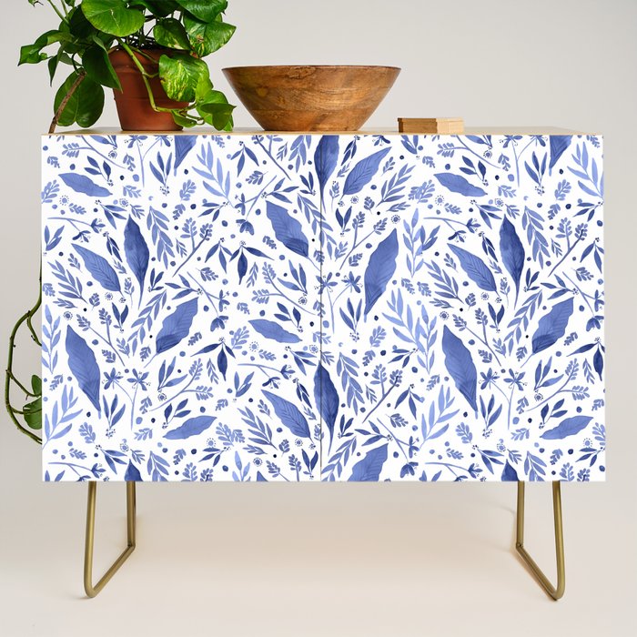 Delft Blue Floral Chinoiserie Foliage_Bloomartgallery Credenza Gallery Image 1