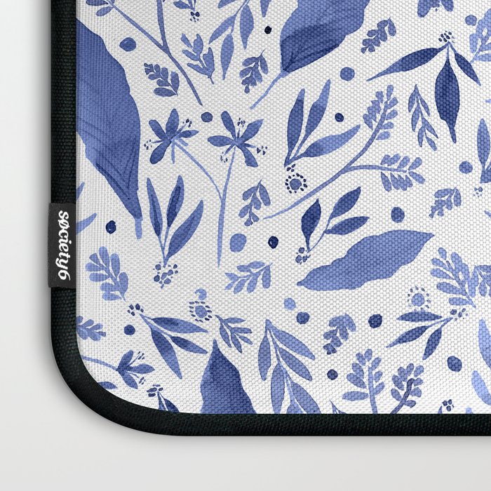 Delft Blue Floral Chinoiserie Foliage_Bloomartgallery Laptop Sleeve Gallery Image 3
