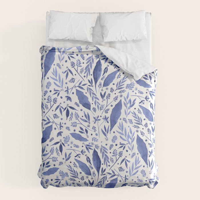 Delft Blue Floral Chinoiserie Foliage_Bloomartgallery Duvet Cover Gallery Image 6