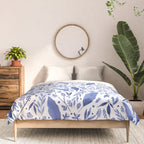 Delft Blue Floral Chinoiserie Foliage_Bloomartgallery Comforter Gallery Image 3