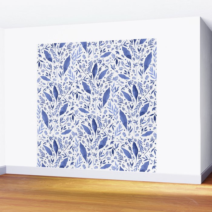 Delft Blue Floral Chinoiserie Foliage_Bloomartgallery Wall Mural Gallery Image 2