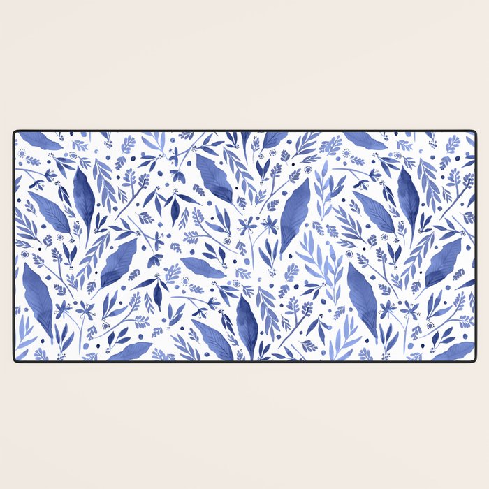 Delft Blue Floral Chinoiserie Foliage_Bloomartgallery Desk Mat Gallery Image 3