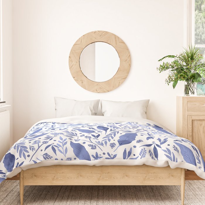 Delft Blue Floral Chinoiserie Foliage_Bloomartgallery Duvet Cover Gallery Image 3