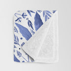 Delft Blue Floral Chinoiserie Foliage_Bloomartgallery Throw Blanket Gallery Image 3