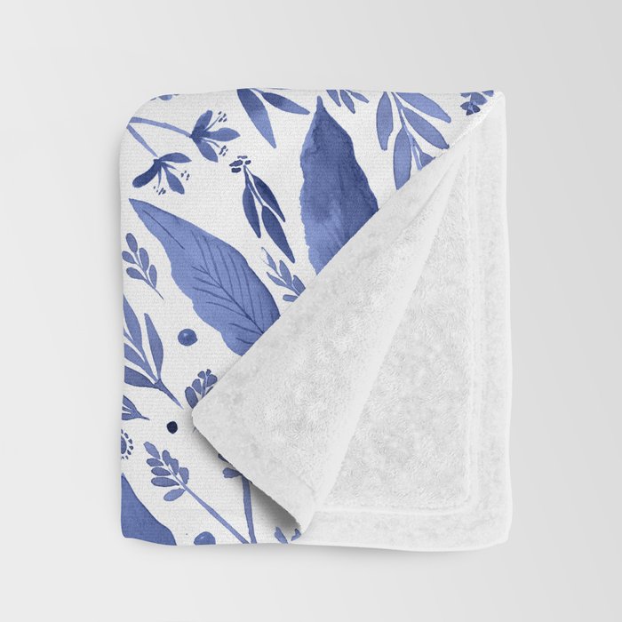 Delft Blue Floral Chinoiserie Foliage_Bloomartgallery Throw Blanket Gallery Image 3