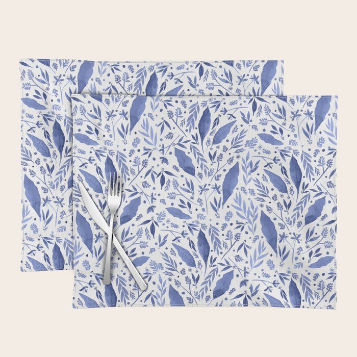 Delft Blue Floral Chinoiserie Foliage_Bloomartgallery Placemat Gallery Image 1