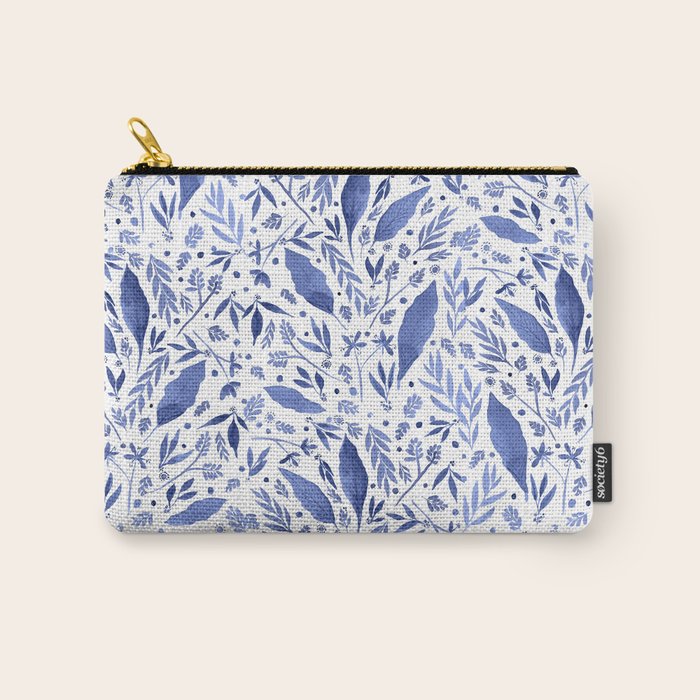 Delft Blue Floral Chinoiserie Foliage_Bloomartgallery Carry All Pouch Gallery Image 1