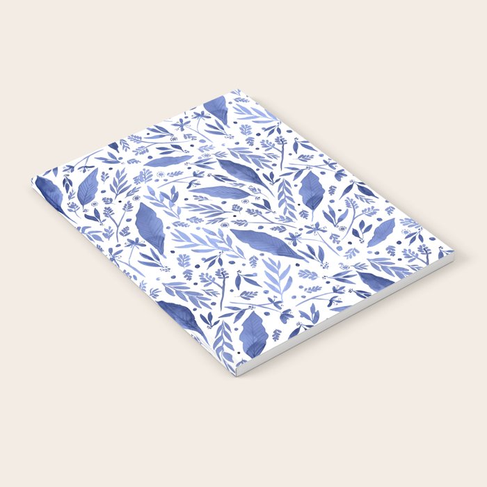 Delft Blue Floral Chinoiserie Foliage_Bloomartgallery Notebook Gallery Image 1
