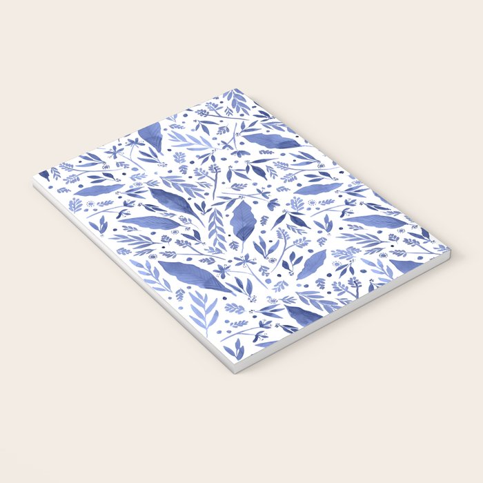 Delft Blue Floral Chinoiserie Foliage_Bloomartgallery Notebook Gallery Image 3