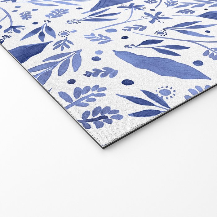 Delft Blue Floral Chinoiserie Foliage_Bloomartgallery Welcome Mat Gallery Image 2
