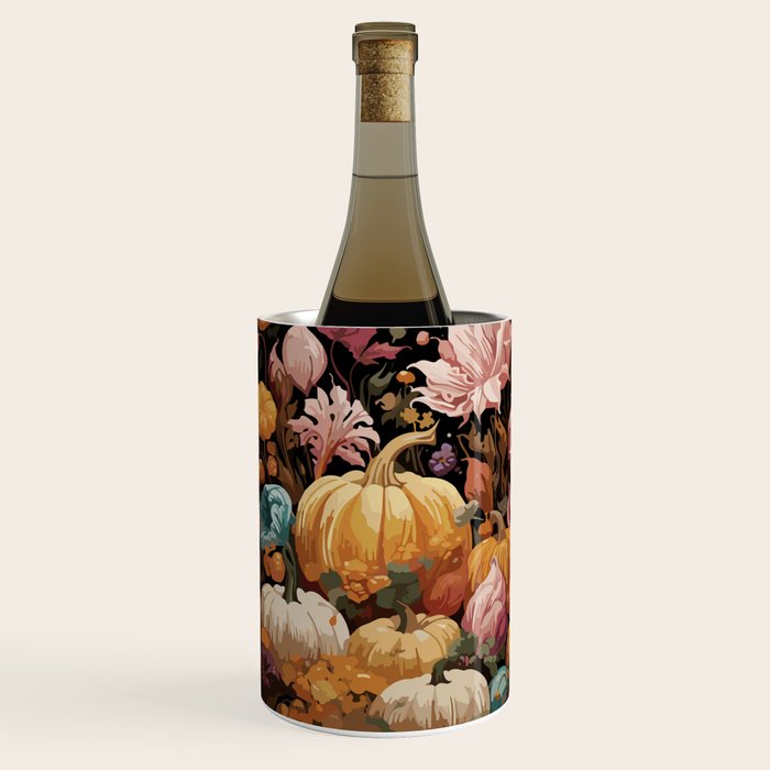 Patchwork of Autumn Pumpkin Art Wine Chiller Gallery Image 1