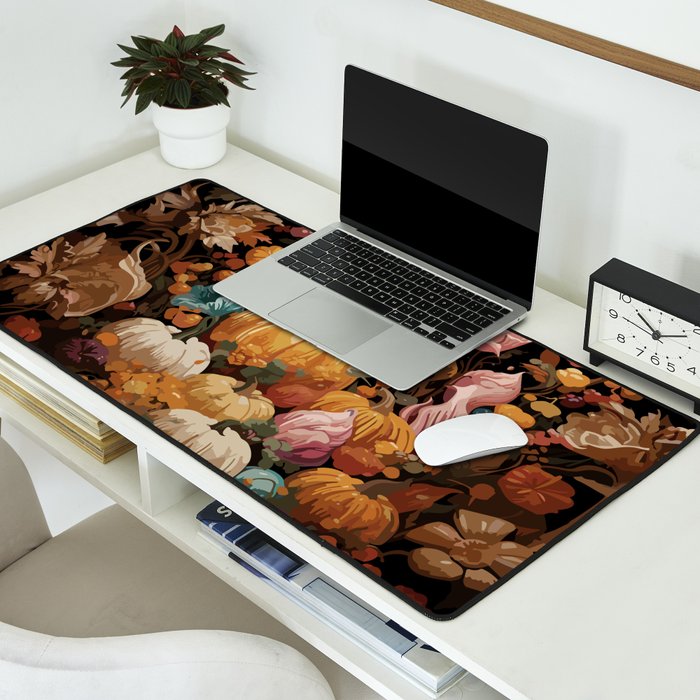 Patchwork of Autumn Pumpkin Art Desk Mat Gallery Image 2