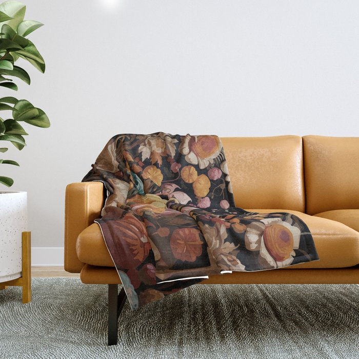 Patchwork of Autumn Pumpkin Art Throw Blanket Gallery Image 1