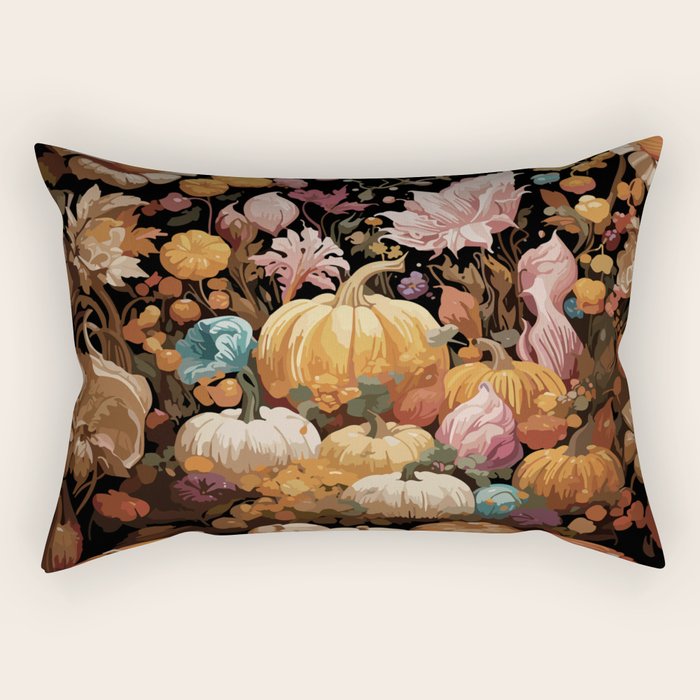 Patchwork of Autumn Pumpkin Art Rectangular Pillow Gallery Image 1