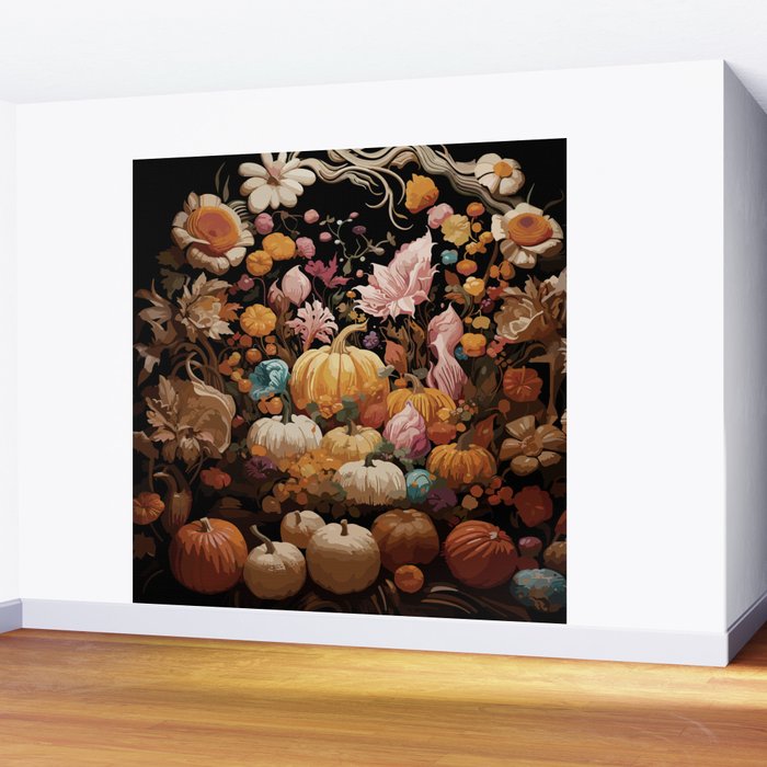 Patchwork of Autumn Pumpkin Art Wall Mural Gallery Image 2