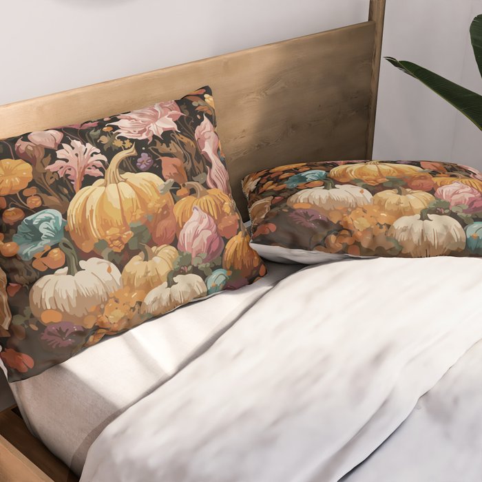 Patchwork of Autumn Pumpkin Art Pillow Sham Gallery Image 2
