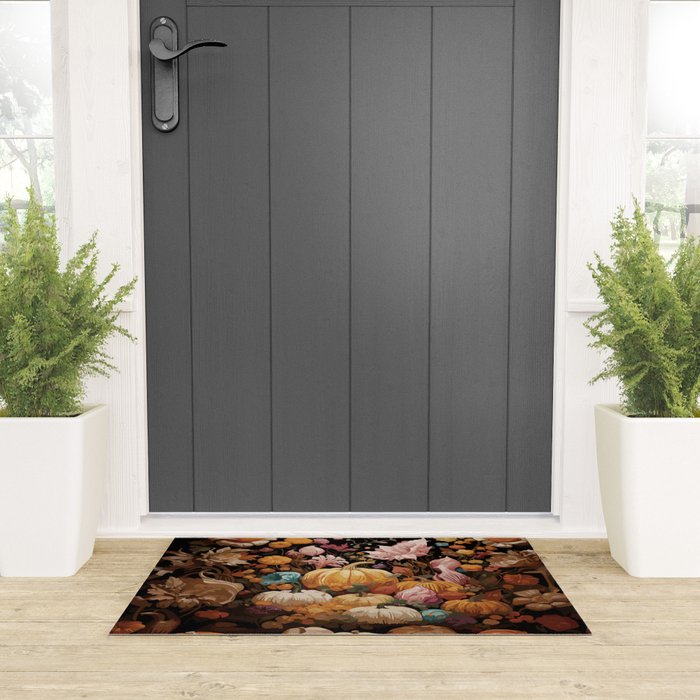 Patchwork of Autumn Pumpkin Art Welcome Mat Gallery Image 3