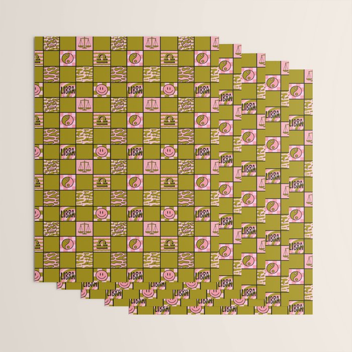 Libra Checkered Print Wrapping Paper Gallery Image 3