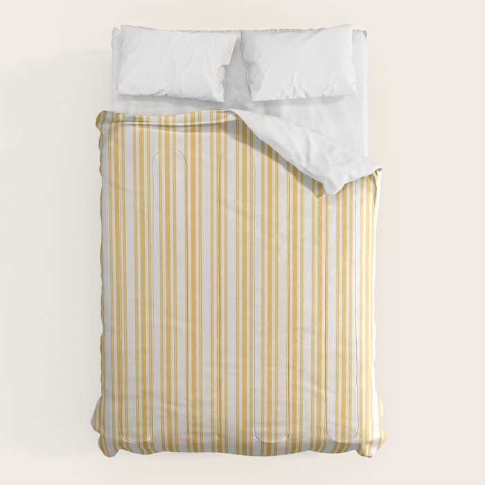 Trendy Large Yellow Butter French Mattress Ticking Double Stripes Comforter Gallery Image 6