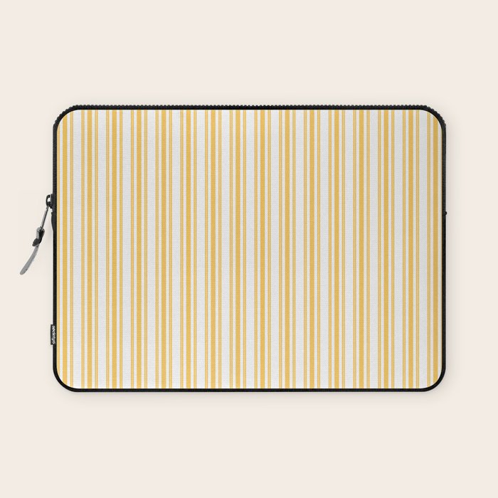 Trendy Large Yellow Butter French Mattress Ticking Double Stripes Laptop Sleeve Gallery Image 1