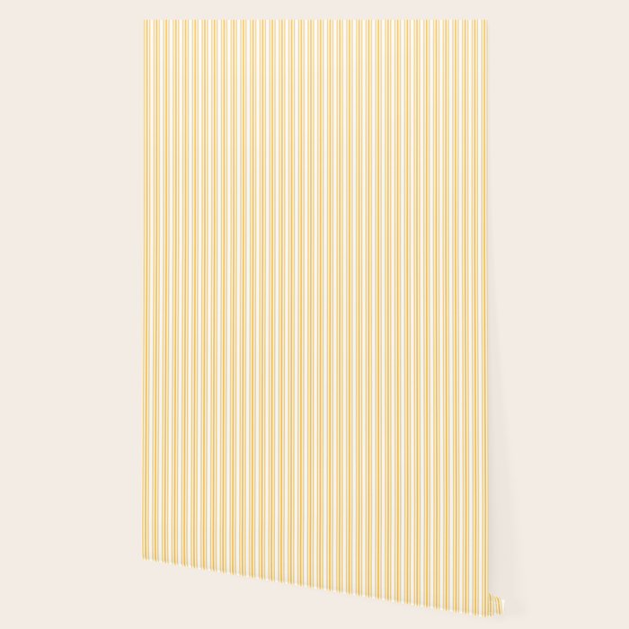 Trendy Large Yellow Butter French Mattress Ticking Double Stripes Wallpaper Gallery Image 2