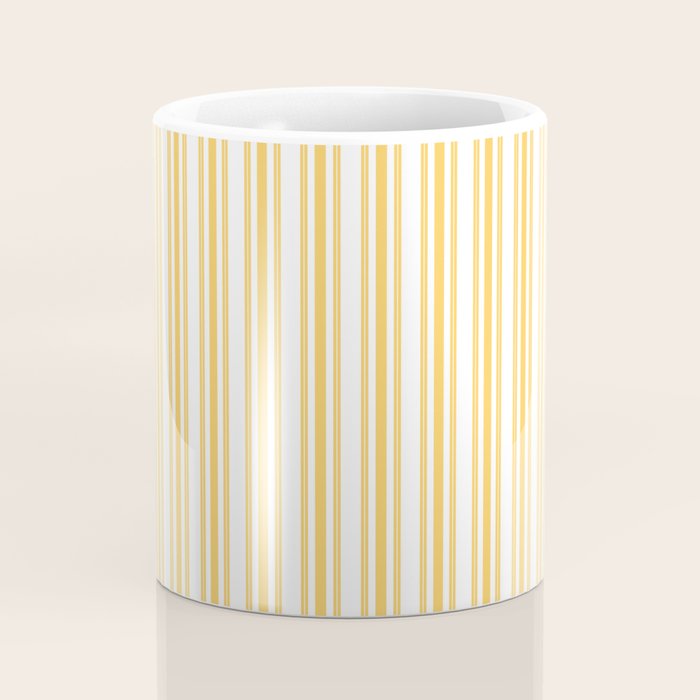 Trendy Large Yellow Butter French Mattress Ticking Double Stripes Coffee Mug Gallery Image 4