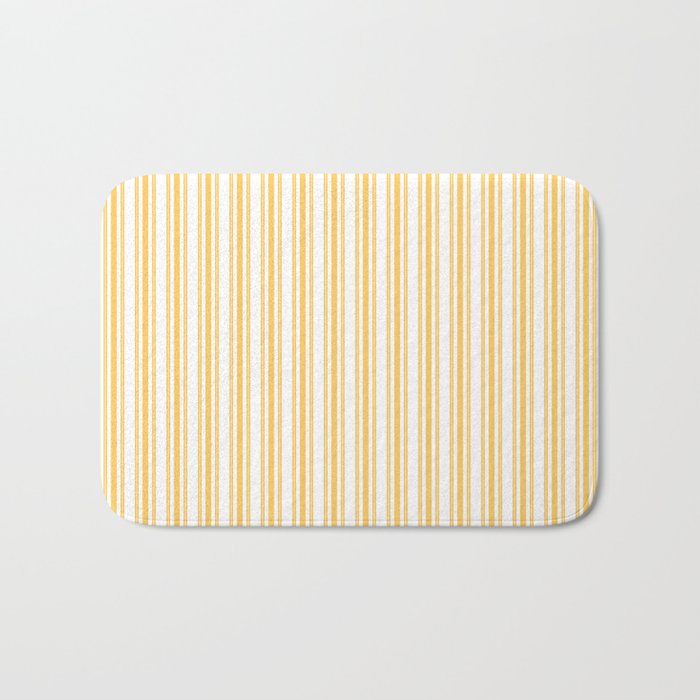 Trendy Large Yellow Butter French Mattress Ticking Double Stripes Bath Mat Gallery Image 1