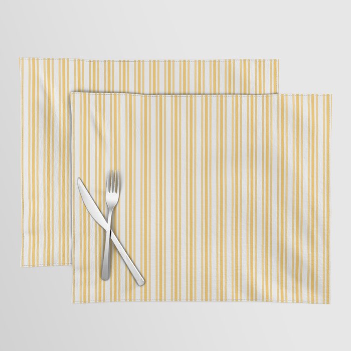 Trendy Large Yellow Butter French Mattress Ticking Double Stripes Placemat Gallery Image 1