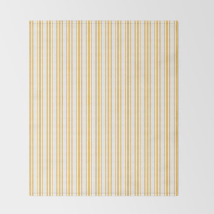 Trendy Large Yellow Butter French Mattress Ticking Double Stripes Throw Blanket Gallery Image 2