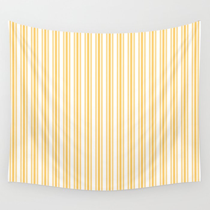 Trendy Large Yellow Butter French Mattress Ticking Double Stripes Wall Tapestry Gallery Image 4