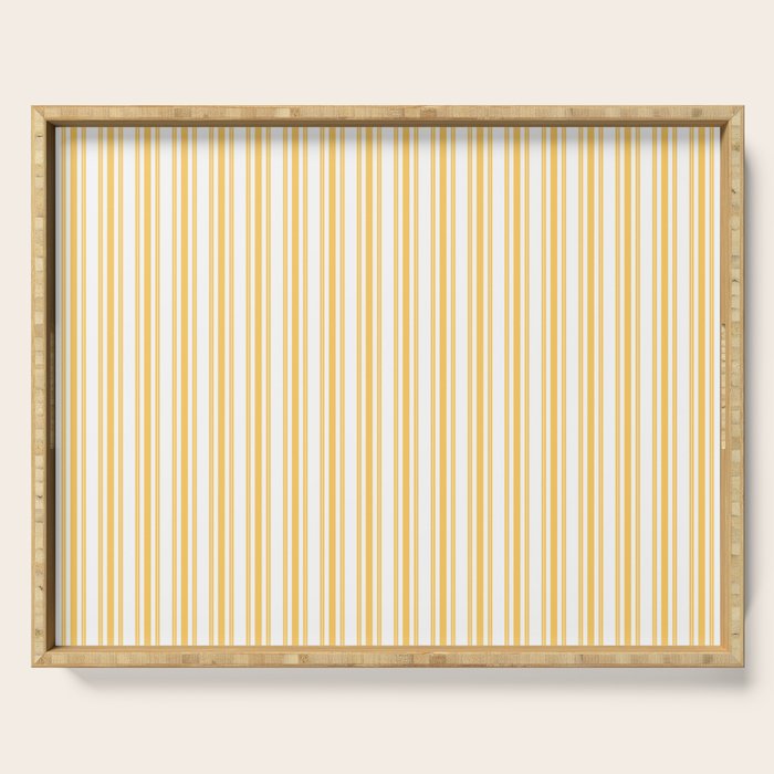 Trendy Large Yellow Butter French Mattress Ticking Double Stripes Serving Tray Gallery Image 1