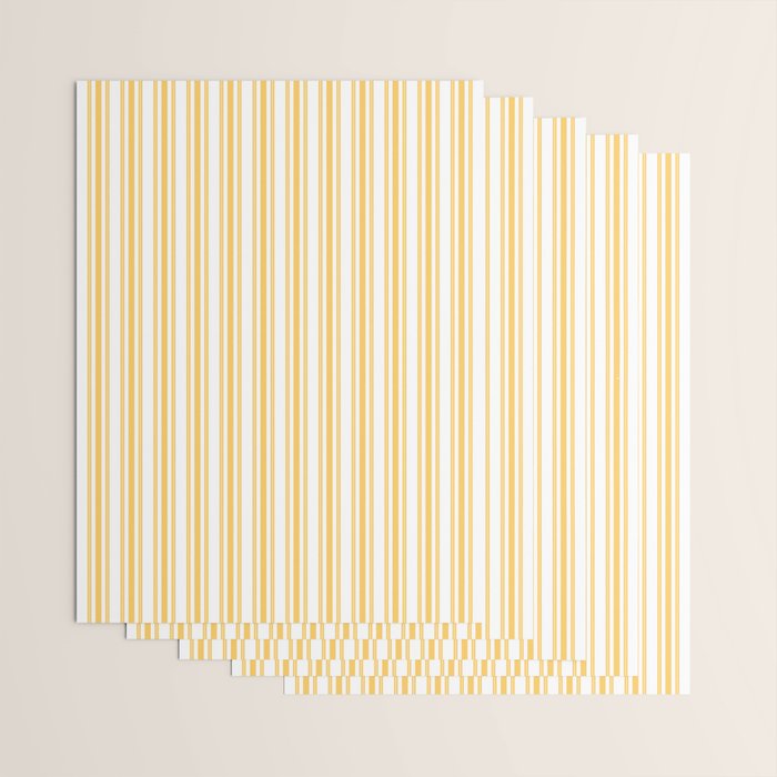 Trendy Large Yellow Butter French Mattress Ticking Double Stripes Wrapping Paper Gallery Image 3