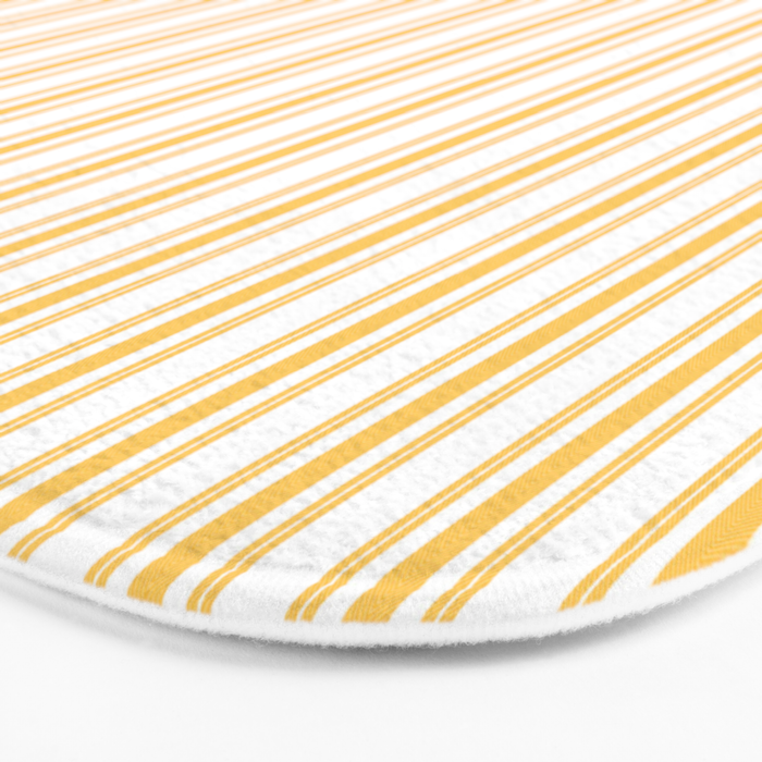 Trendy Large Yellow Butter French Mattress Ticking Double Stripes Bath Mat Gallery Image 3