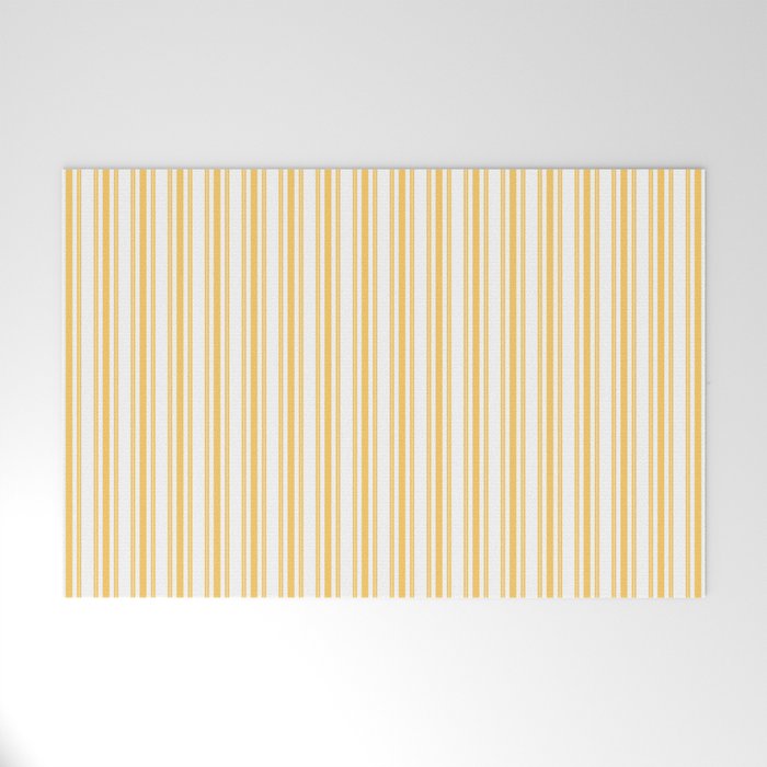 Trendy Large Yellow Butter French Mattress Ticking Double Stripes Welcome Mat Gallery Image 1