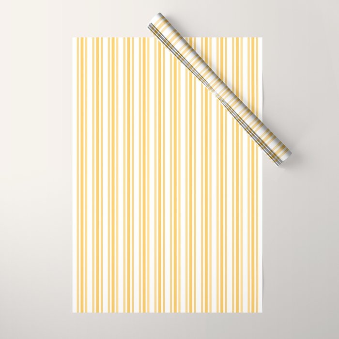 Trendy Large Yellow Butter French Mattress Ticking Double Stripes Wrapping Paper Gallery Image 1