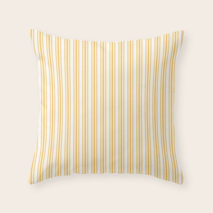 Trendy Large Yellow Butter French Mattress Ticking Double Stripes Throw Pillow Gallery Image 1