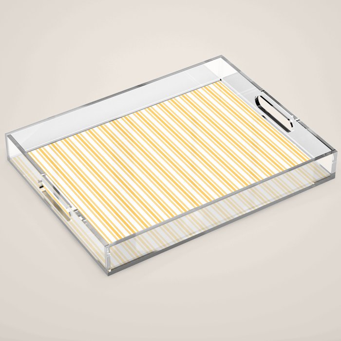 Trendy Large Yellow Butter French Mattress Ticking Double Stripes Acrylic Tray Gallery Image 1