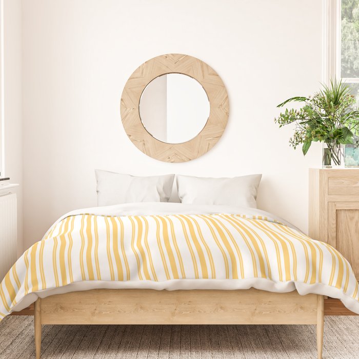 Trendy Large Yellow Butter French Mattress Ticking Double Stripes Duvet Cover Gallery Image 3